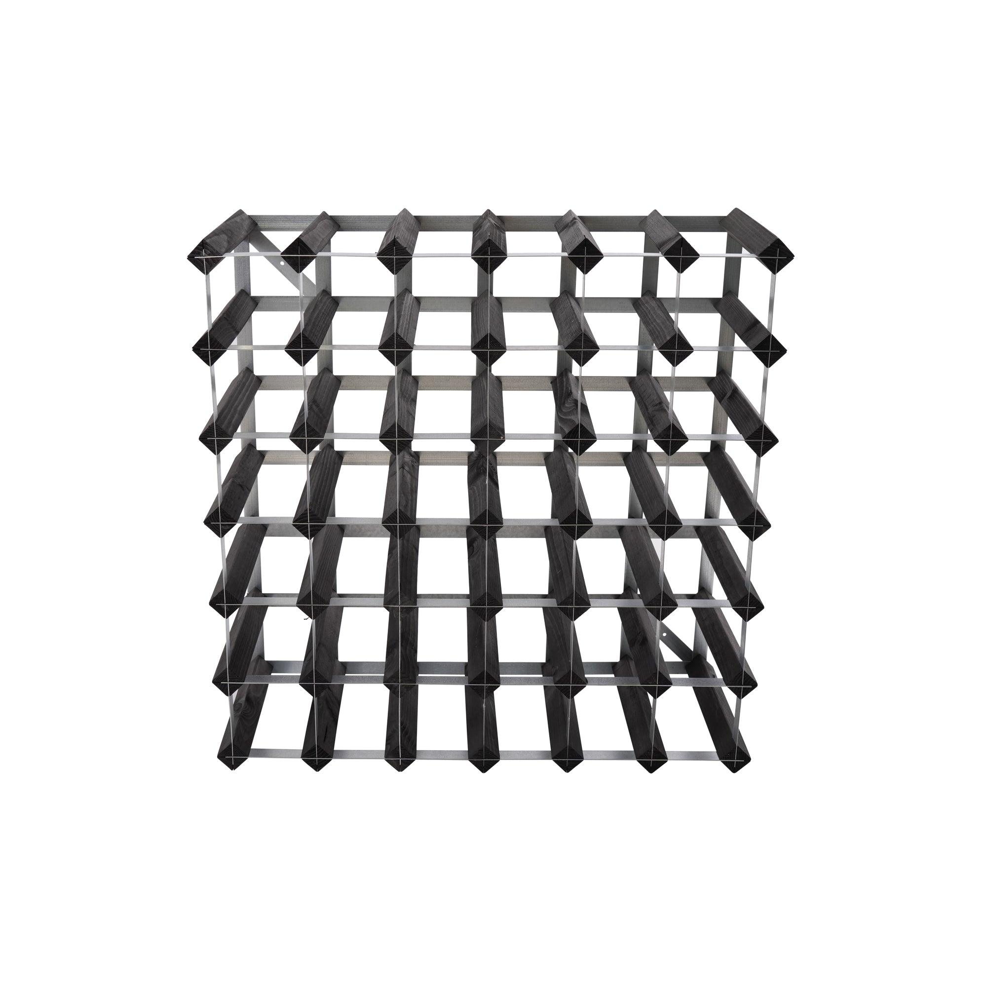 Traditionel vinreol i sort ask som man selv skal samle med plads til 42 flasker