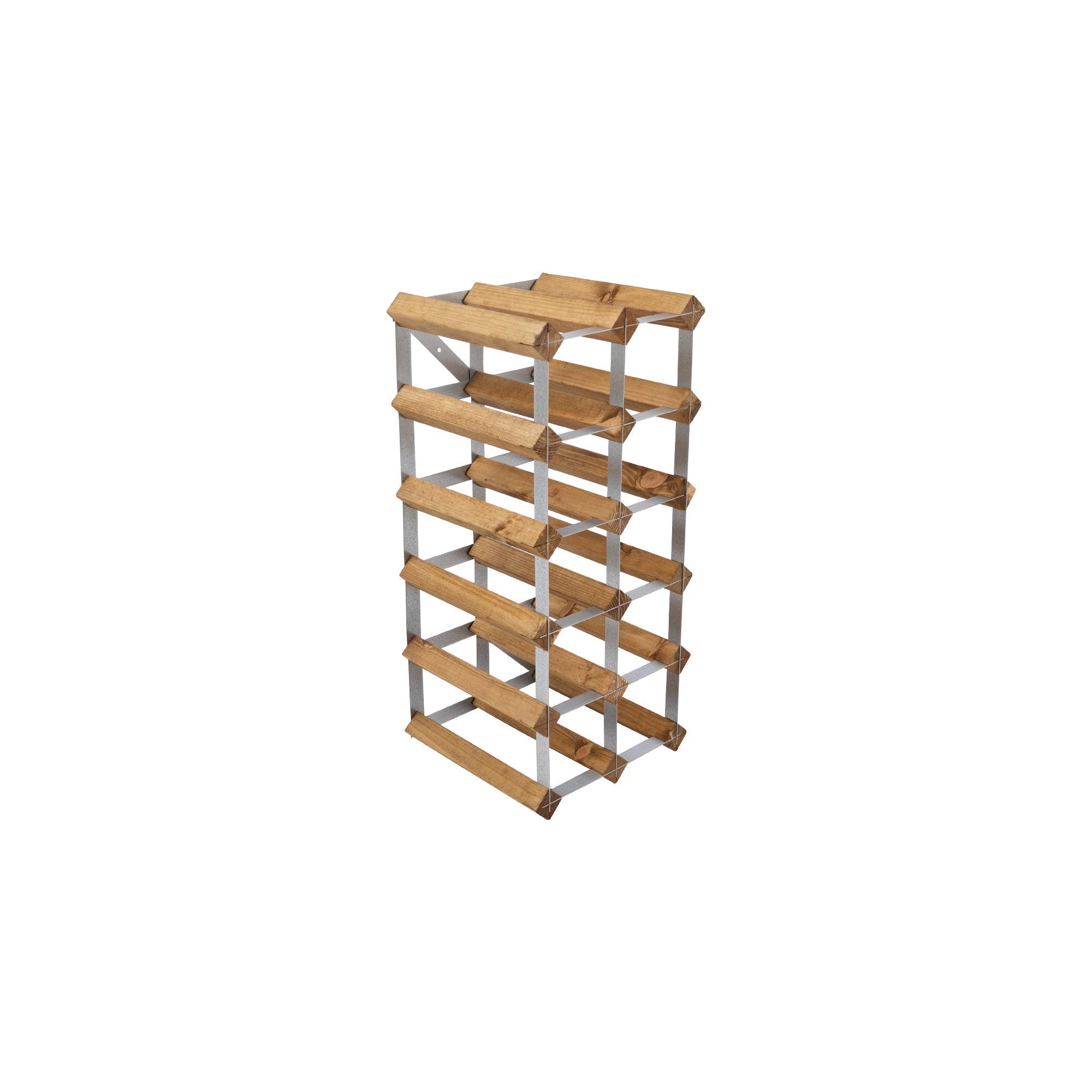 15 flaskers vinreol der skal samles selv i lys eg som står på højkant