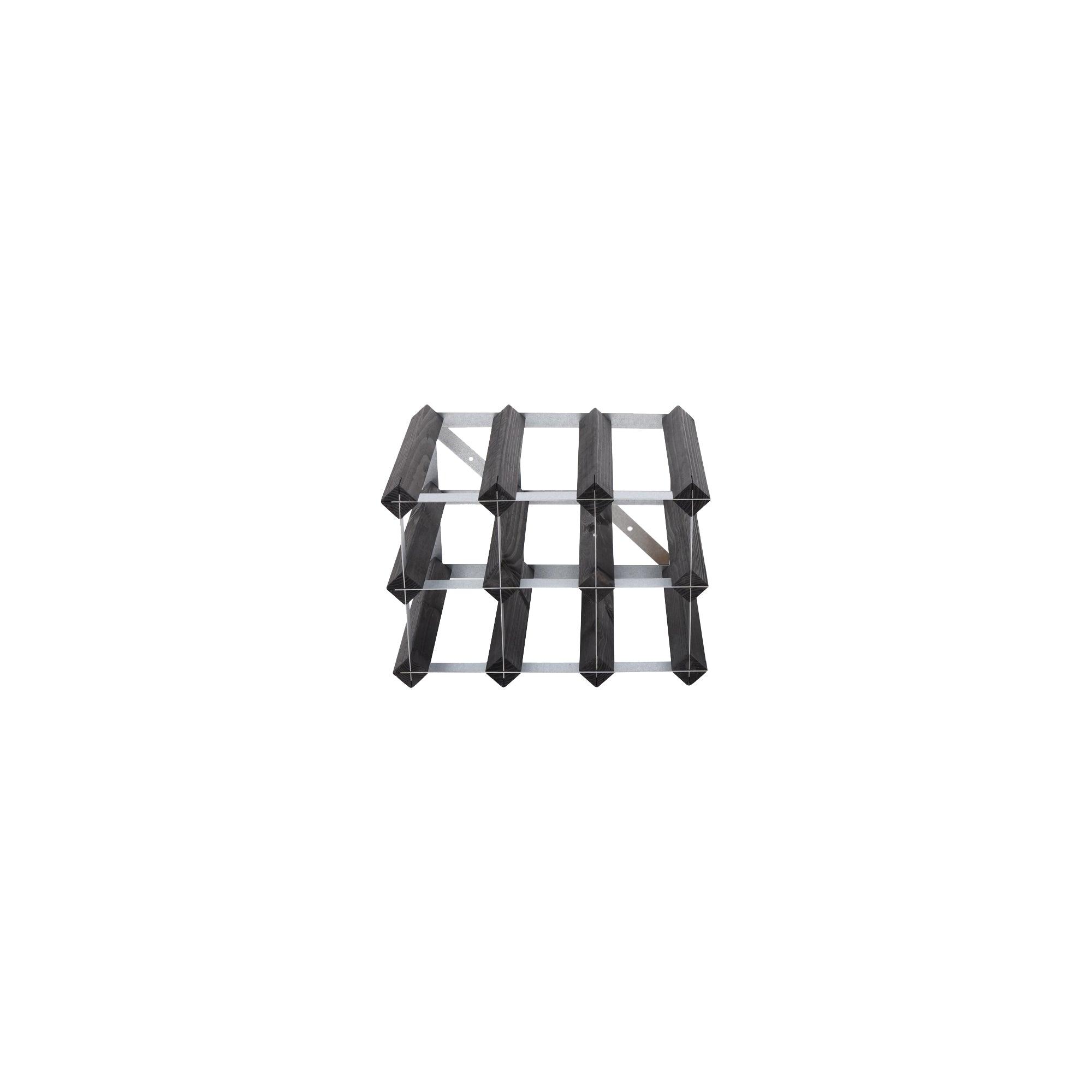 produktbillede af lille vinreol med plads til 9 flasker i sort ask og færdigsamlet