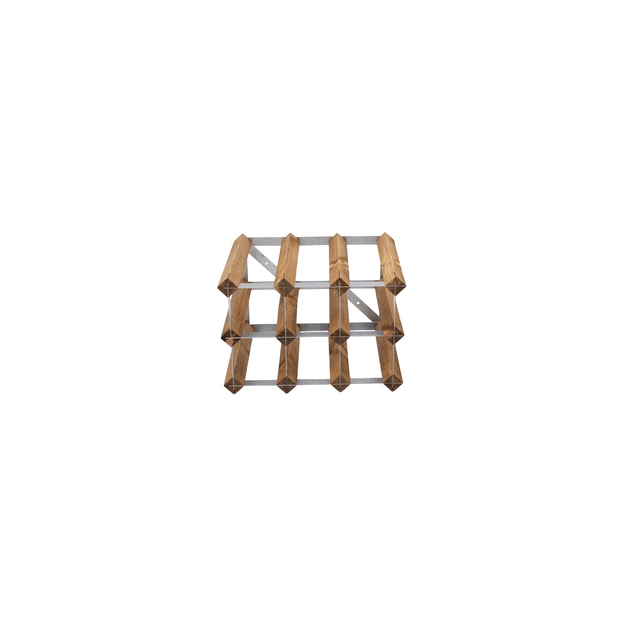 Lys egetræs reol med plads til 9 vinflasker - færdigsamlet