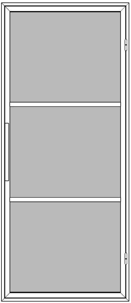 NEU termodør med magnetlukning, stanggreb og sprosser, designet med tre felter.