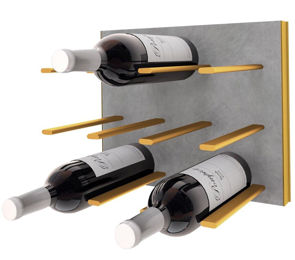 STACT Pro C-type vinreol beton og guld med kork ud design, der holder vinflasker vandret for optimal opbevaring og nem adgang. Ideel til en moderne og stilfuld vinopbevaring i hjemmet.