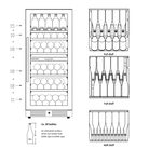 En skitsetegning af vinkøleskabet inden i, hvor man kan se, hvordan flaskerne skal ligge.