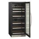 Vinkøleskab SV104X med åben dør og plads til 90 flasker og 2 kølezoner