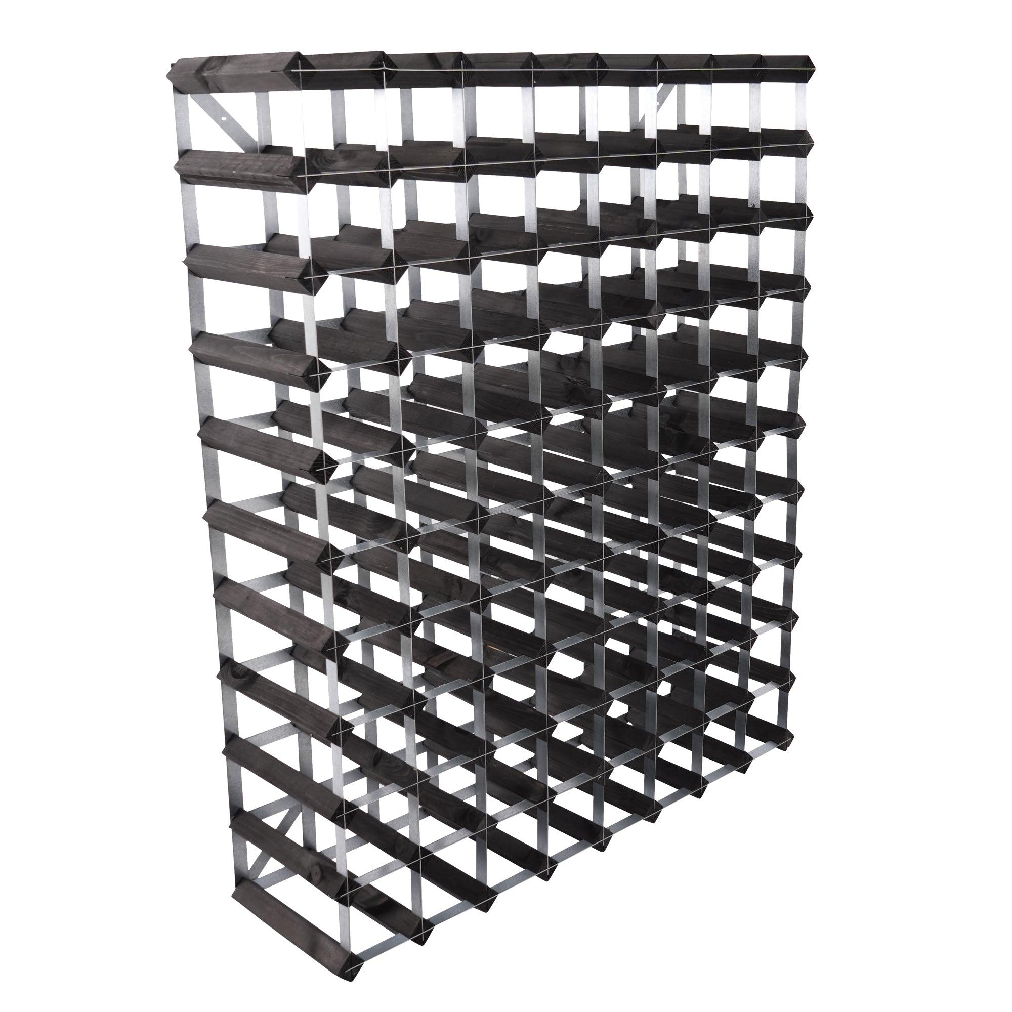 Produktbillede af tom vinreol, som ellers har plads til 90 flasker og er i sort ask - man skal selv samle.