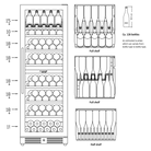 skitsetegning af vinkøleskab SV124X. Vinopbevaringsenhed med kapacitet til ca. 126 flasker.