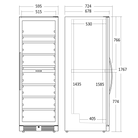 skitsetegning af vinkøleskabet SV124X forfra og fra siden