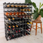Traditionel vinreol - 90 flasker - sort ask - saml selv